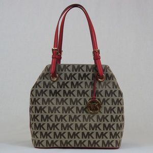 Michael Kors Logo Tote with Red Strap